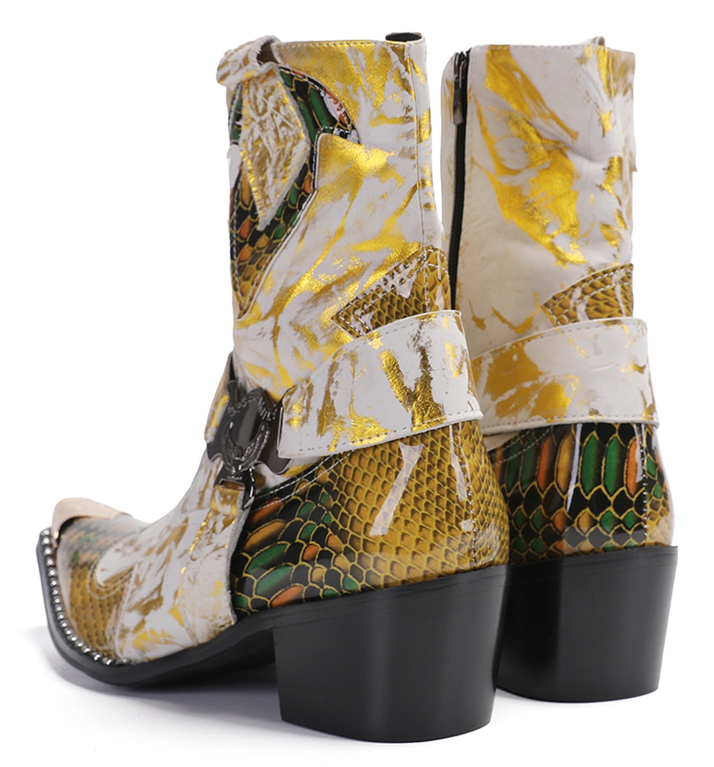 Mens Top-Grain Leather High Top Western Cowboy Boots