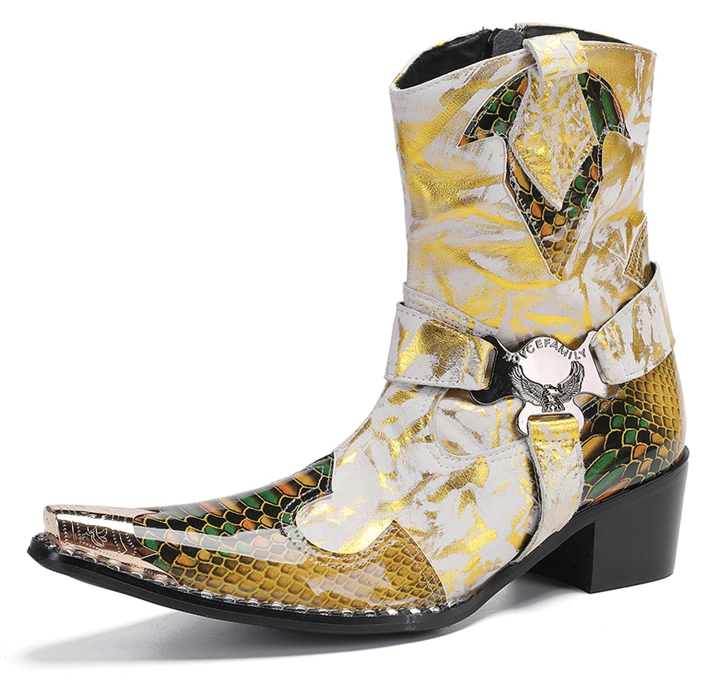 Mens Top-Grain Leather High Top Western Cowboy Boots