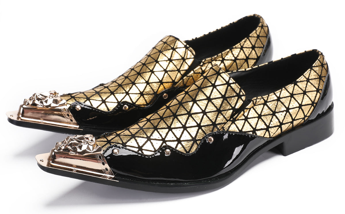 Mens Slip On Disco Two Tone Plaid Western Loafers