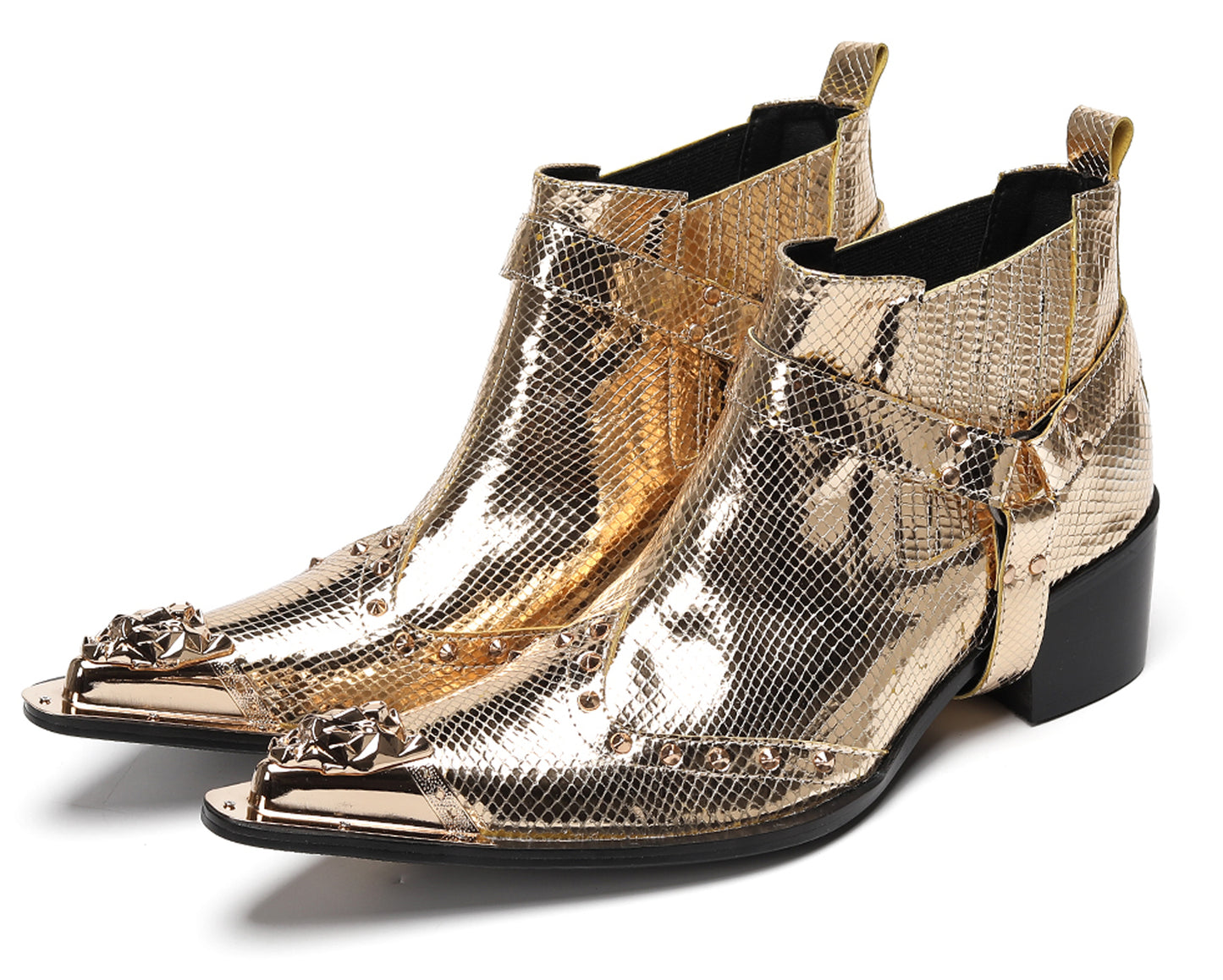 Mens Genuine Leather Pull Up Belt Buckle Metal Tip Ankle Western Boots