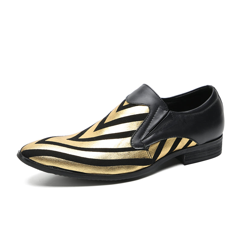Mens Pointed Toe Genuine Leather Slip On Penny Loafers