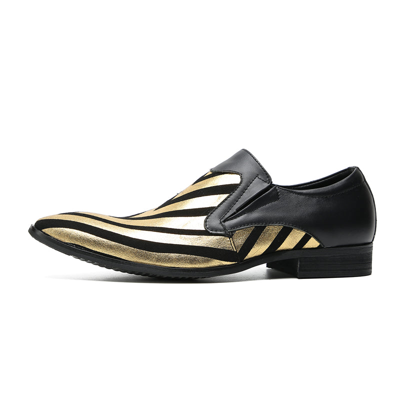 Mens Pointed Toe Genuine Leather Slip On Penny Loafers