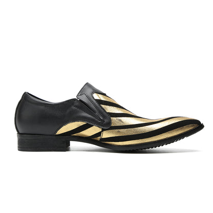 Mens Pointed Toe Genuine Leather Slip On Penny Loafers