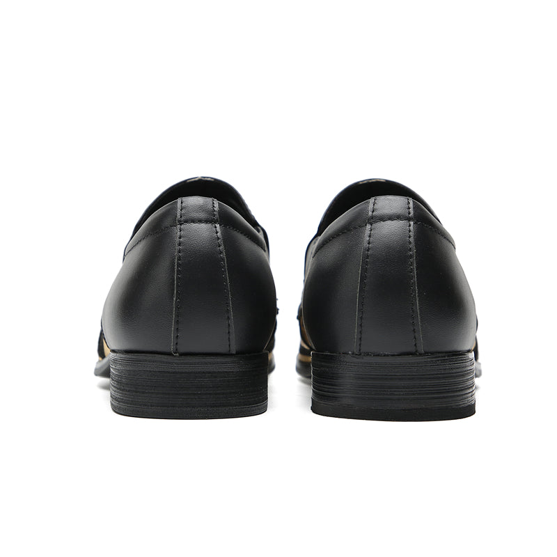 Mens Pointed Toe Genuine Leather Slip On Penny Loafers