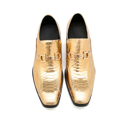 Mens Plain Toe Genuine Leather Horsebit Pump Loafers