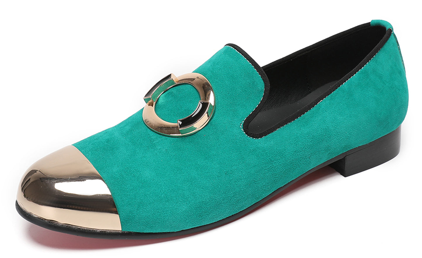 Mens Green Suede Bar Disco Prom Western Loafers