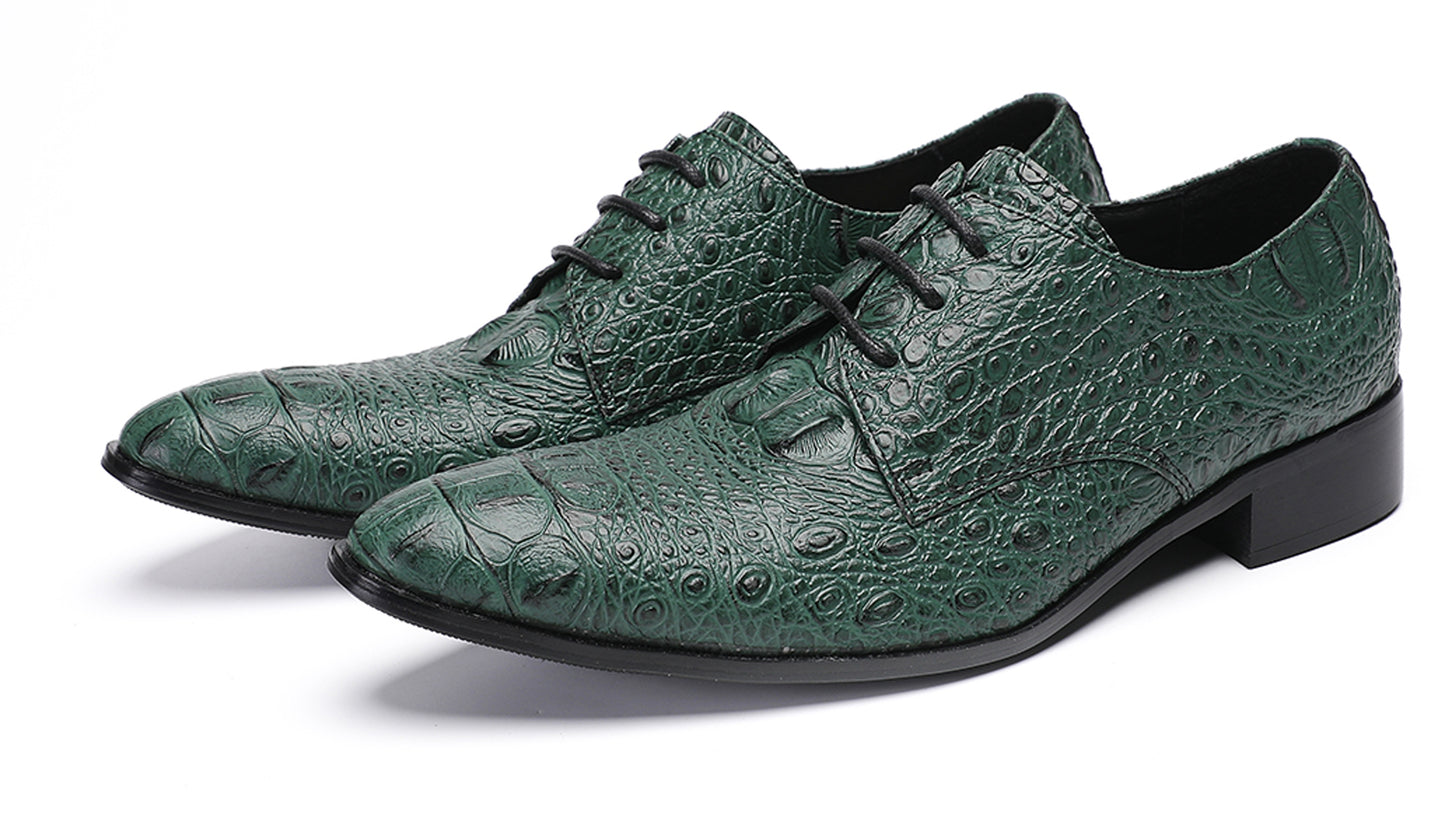 Mens Exotic Crocodile Pattern Dress Casual Oxfords