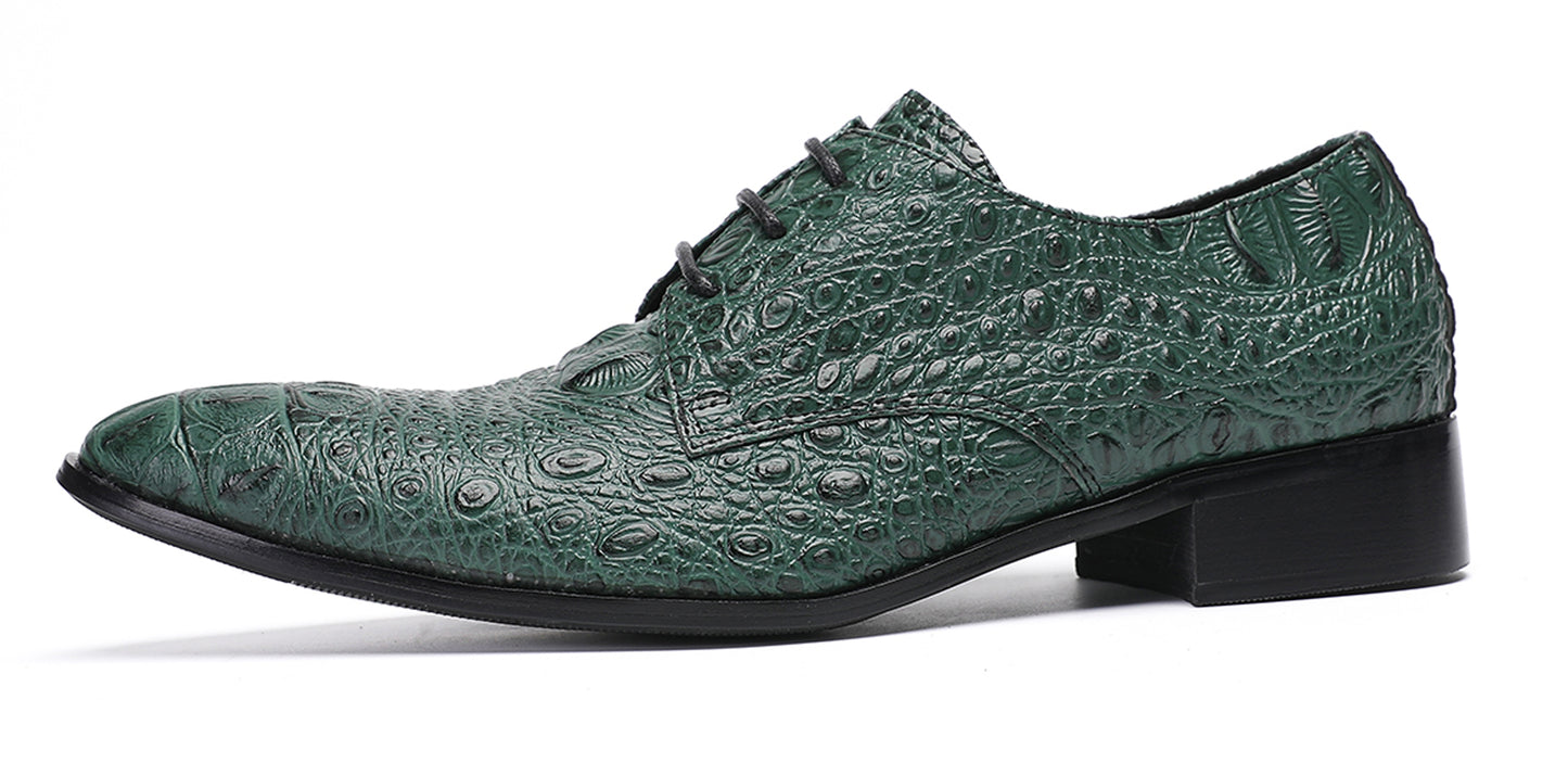 Mens Exotic Crocodile Pattern Dress Casual Oxfords