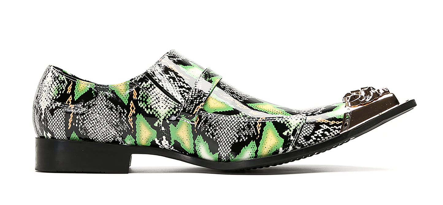 Mens Disco Party Dress Metal Pointed Toe Buckle Western Loafers