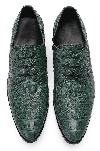 Mens Exotic Crocodile Pattern Dress Casual Oxfords