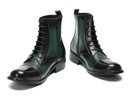 Mens Patent Leather Casual Dress Western Oxfords Boots