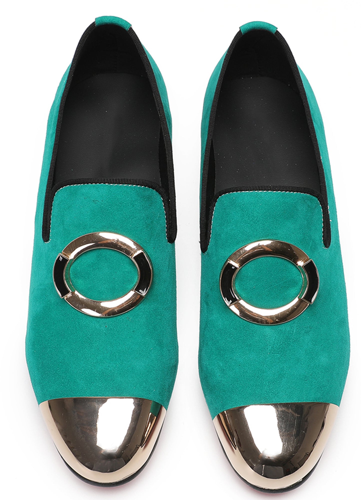 Mens Green Suede Bar Disco Prom Western Loafers