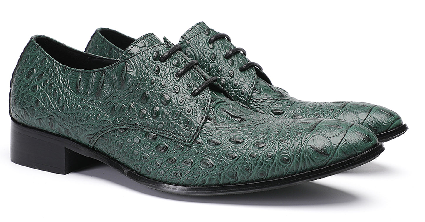 Mens Exotic Crocodile Pattern Dress Casual Oxfords