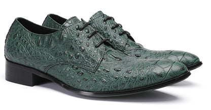 Mens Exotic Crocodile Pattern Dress Casual Oxfords