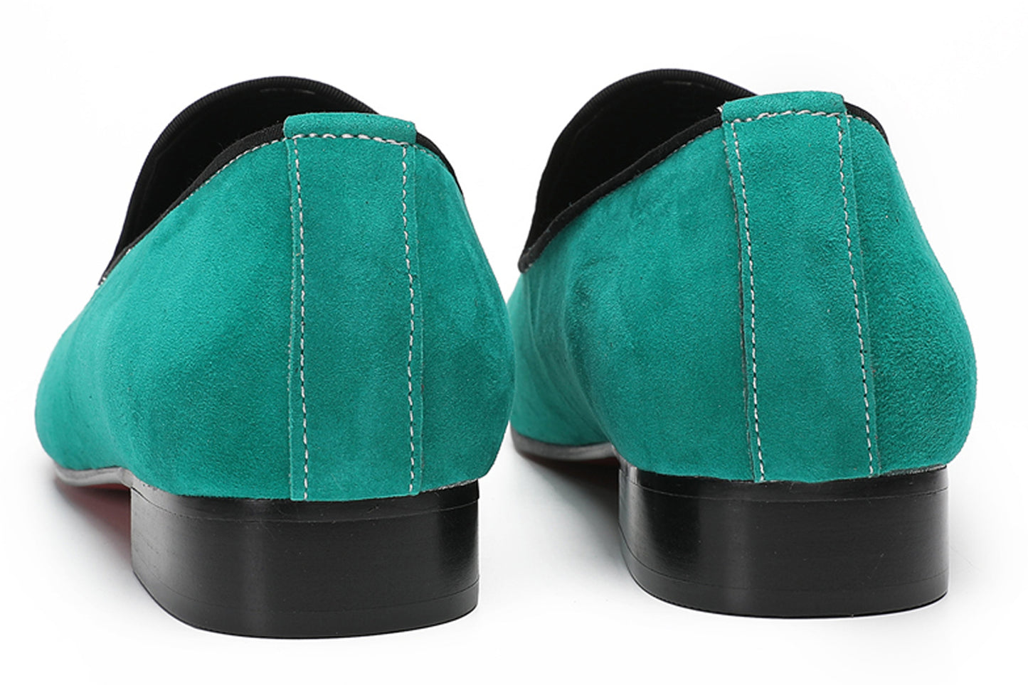 Mens Green Suede Bar Disco Prom Western Loafers