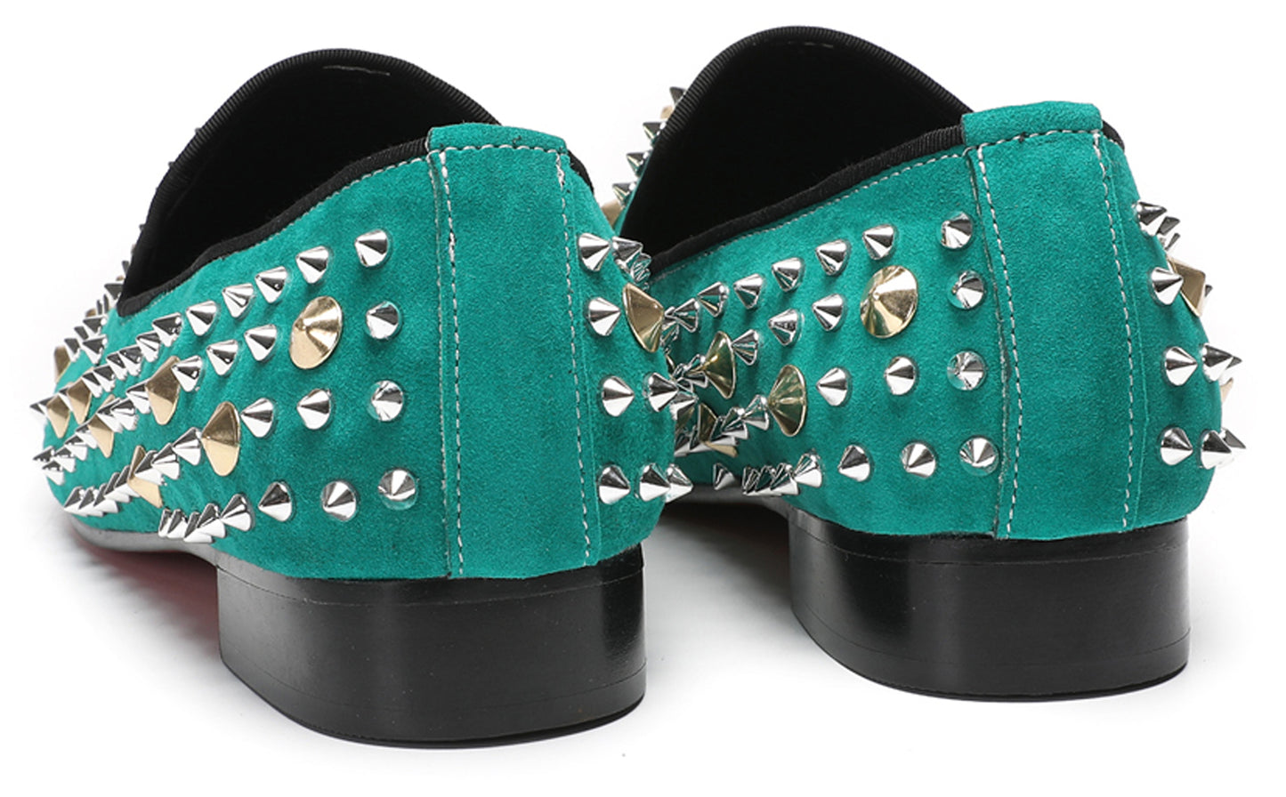 Mens Rocker Suede Party Dsico Ballroom Bar Disco Studded Loafers