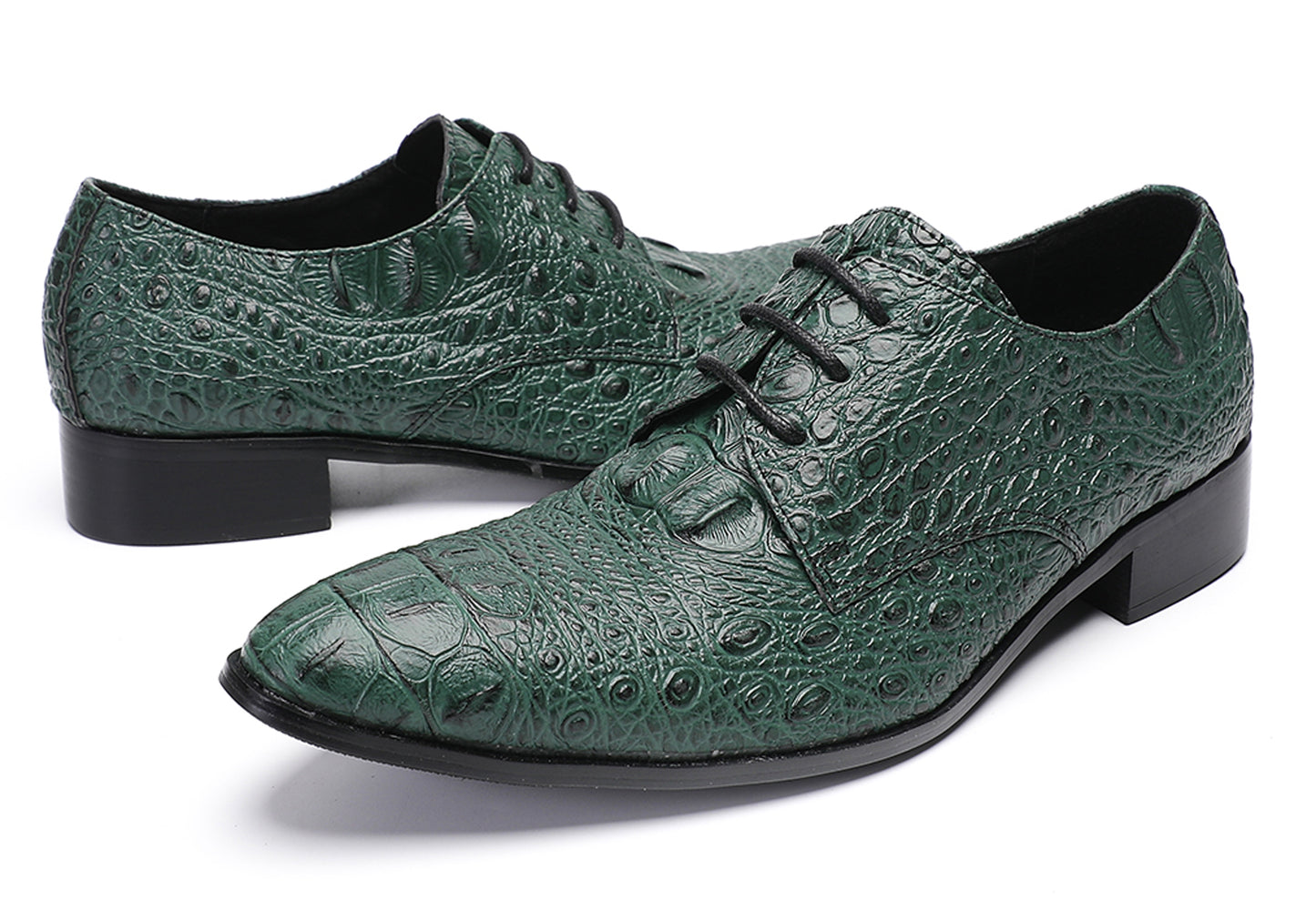 Mens Exotic Crocodile Pattern Dress Casual Oxfords