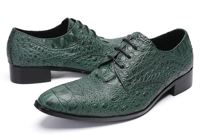 Mens Exotic Crocodile Pattern Dress Casual Oxfords