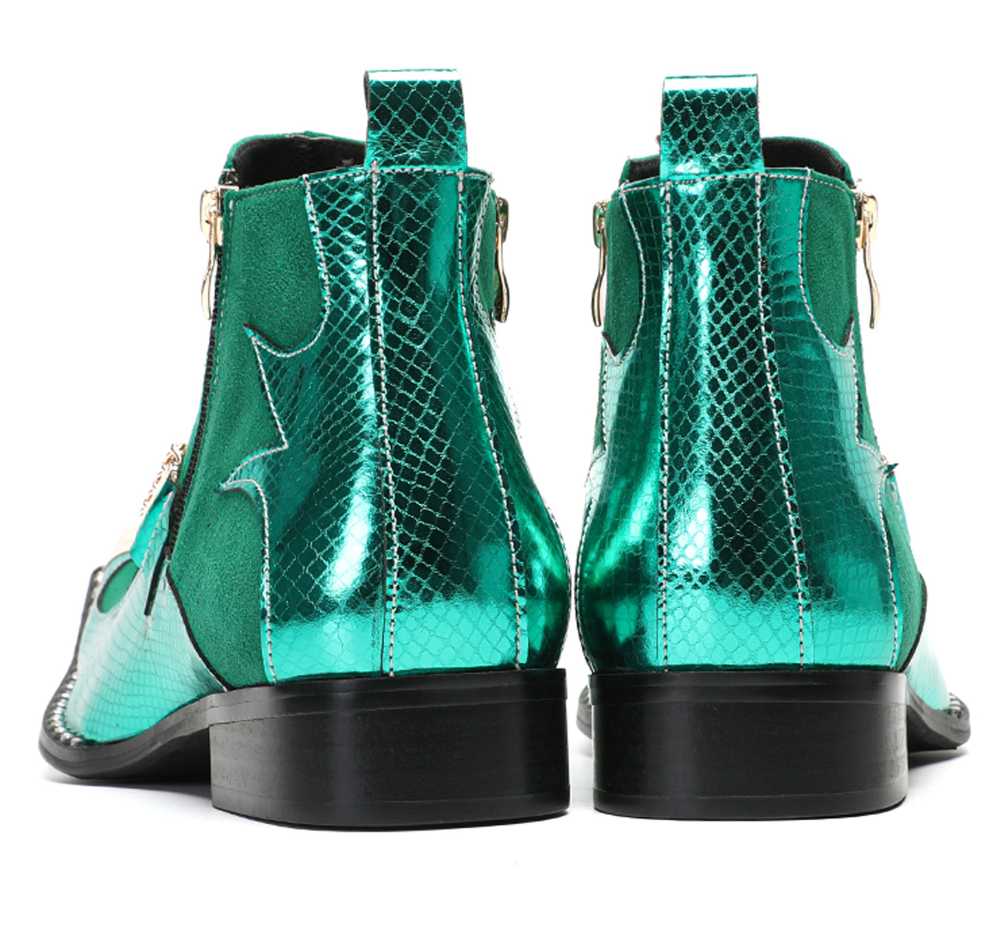 Mens Green Suede & Metal Toe Cap Cowboy Western Boots