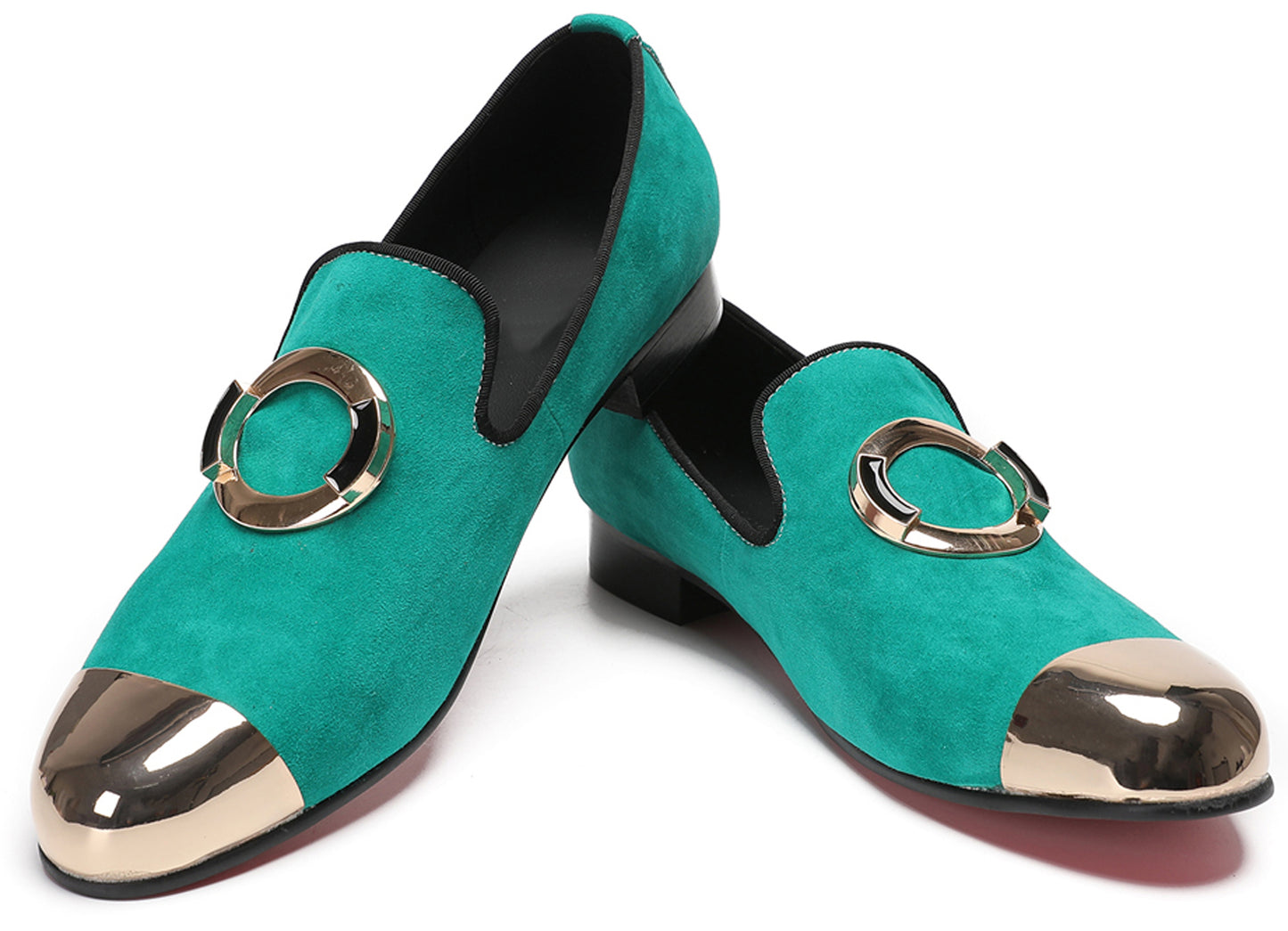 Mens Green Suede Bar Disco Prom Western Loafers