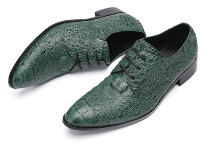 Mens Exotic Crocodile Pattern Dress Casual Oxfords