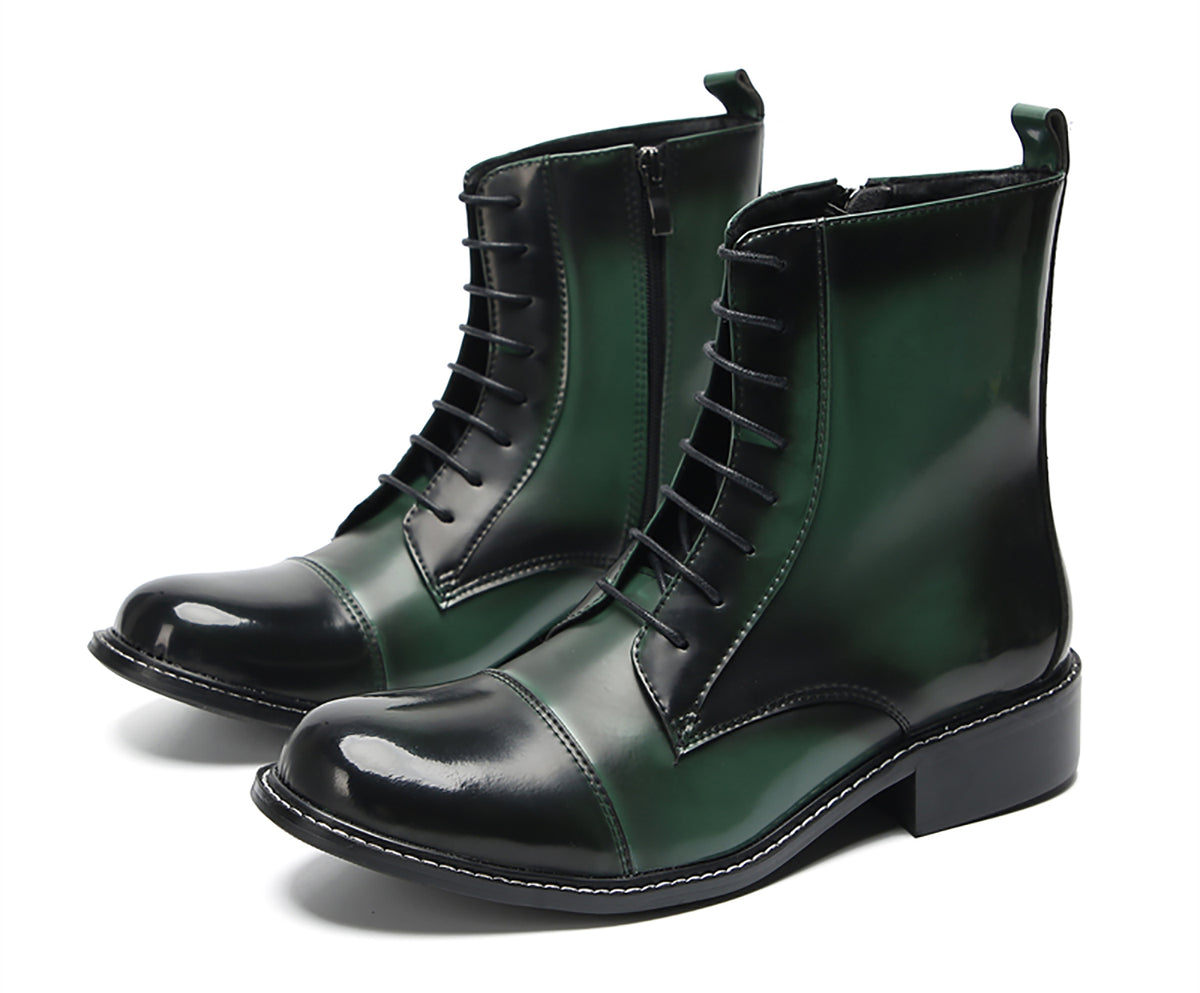 Mens Patent Leather Casual Dress Western Oxfords Boots