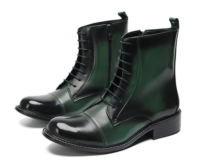 Mens Patent Leather Casual Dress Western Oxfords Boots