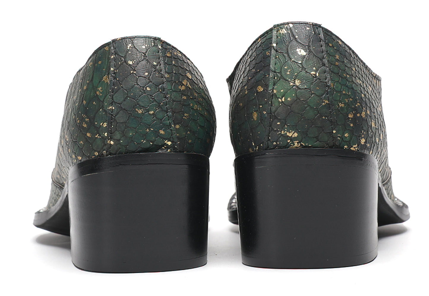 Mens Exotic Snakeskin Leather Slip-On Western Loafers