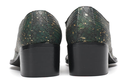Mens Exotic Snakeskin Leather Slip-On Western Loafers