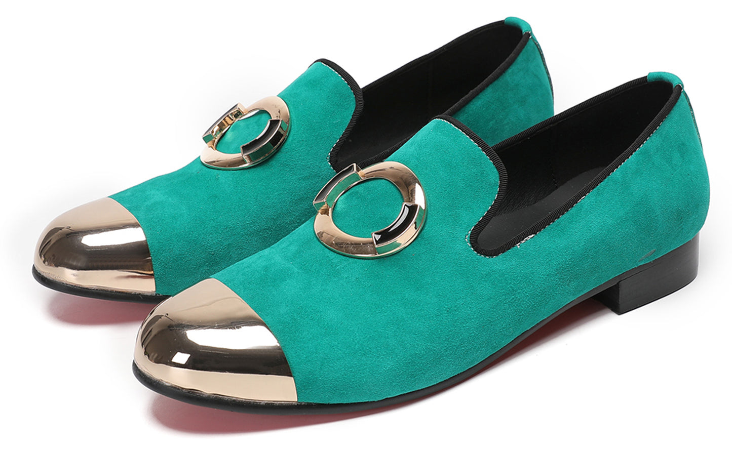 Mens Green Suede Bar Disco Prom Western Loafers