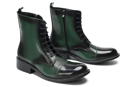 Mens Patent Leather Casual Dress Western Oxfords Boots