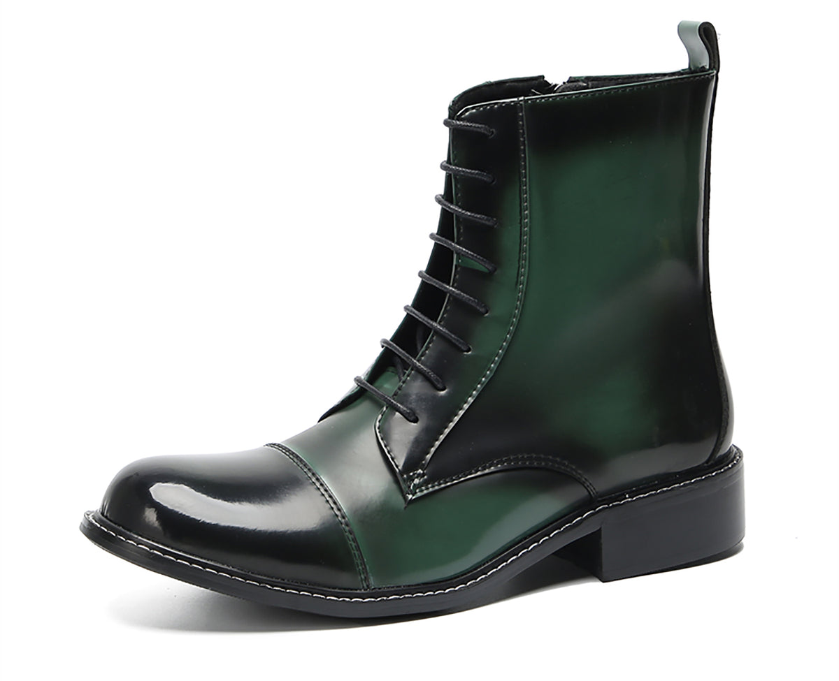 Mens Patent Leather Casual Dress Western Oxfords Boots
