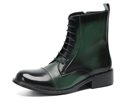 Mens Patent Leather Casual Dress Western Oxfords Boots
