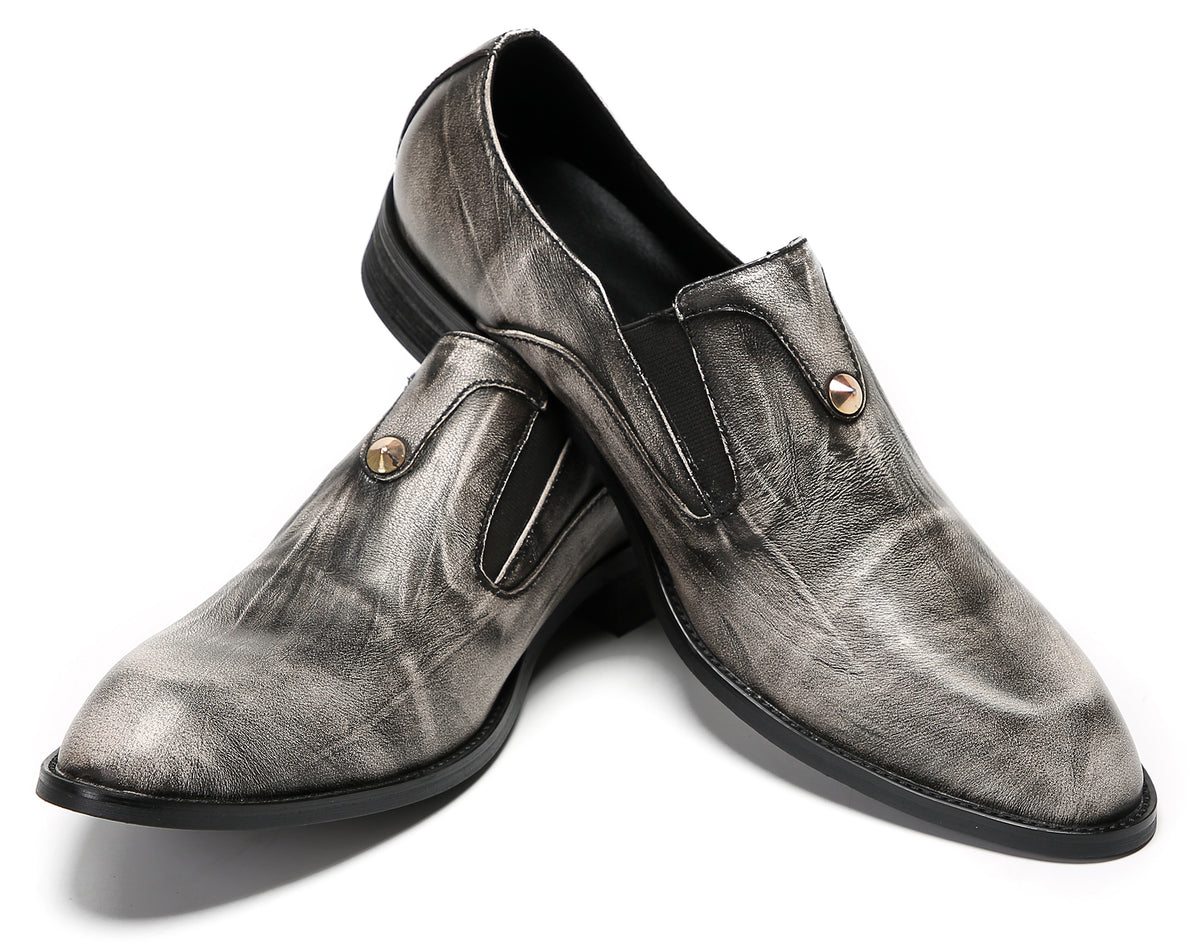 Mens Slip On Shoes Leather Casual Dress Loafers