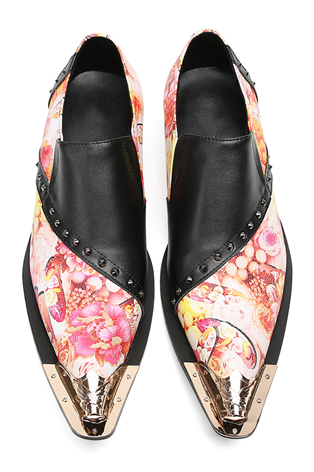 Mens Fashion Casual Metal-Tip Toe Rivets Slip On Western Loafers