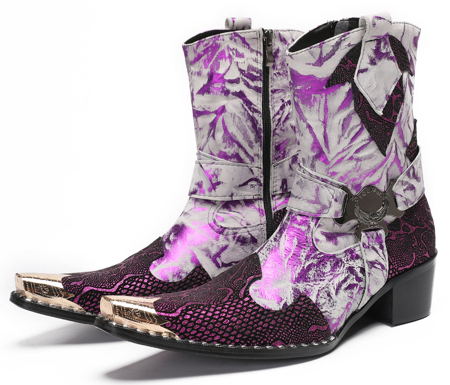Mens Top-Grain Leather High Top Western Cowboy Boots