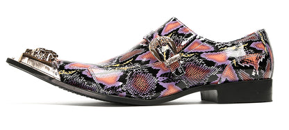Mens Disco Party Dress Metal Pointed Toe Buckle Western Loafers