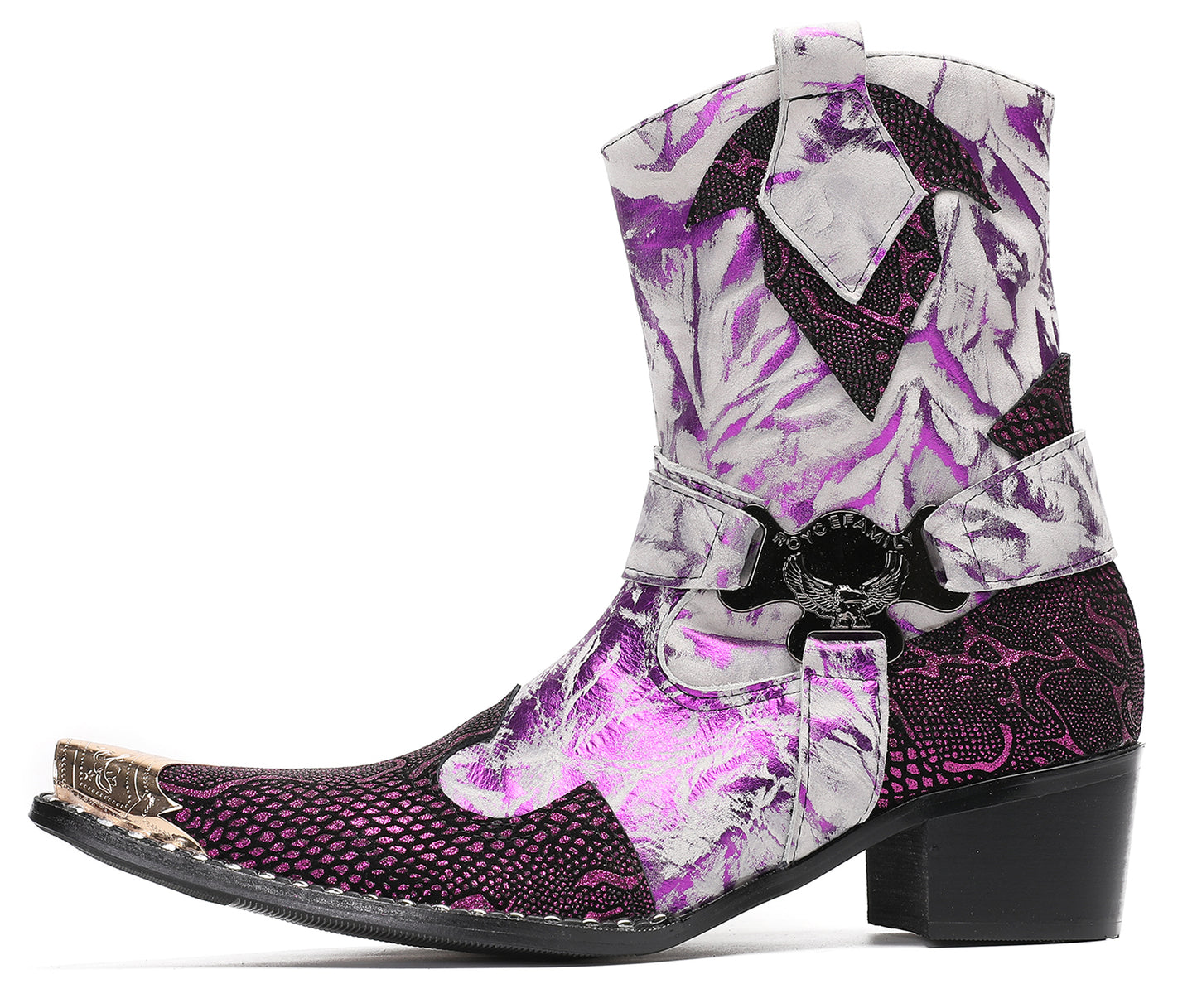 Mens Top-Grain Leather High Top Western Cowboy Boots