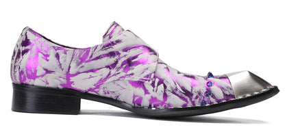 Mens Party Metal Sqaure Toe Monk Strap Colorful Beads Western Loafers