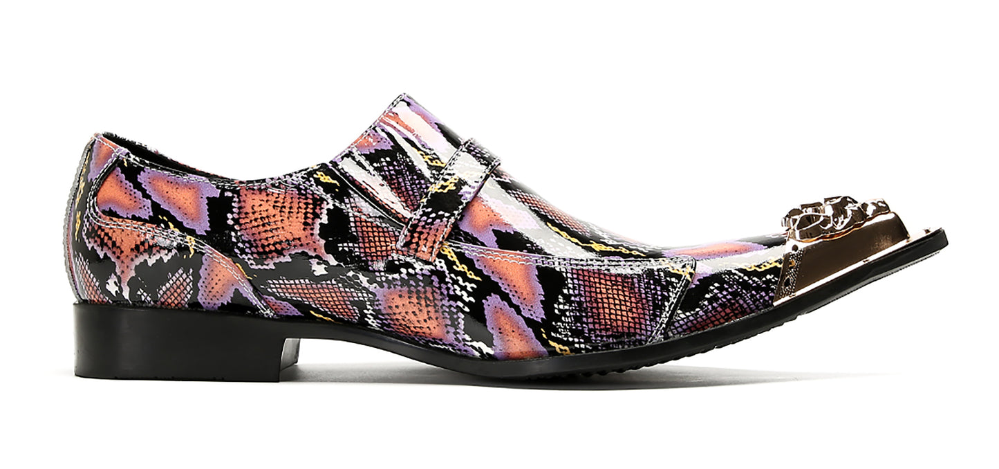 Mens Disco Party Dress Metal Pointed Toe Buckle Western Loafers