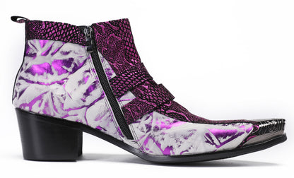 Mens Genuine Leather Double Buckle Rock Singer Ankle Western Boots
