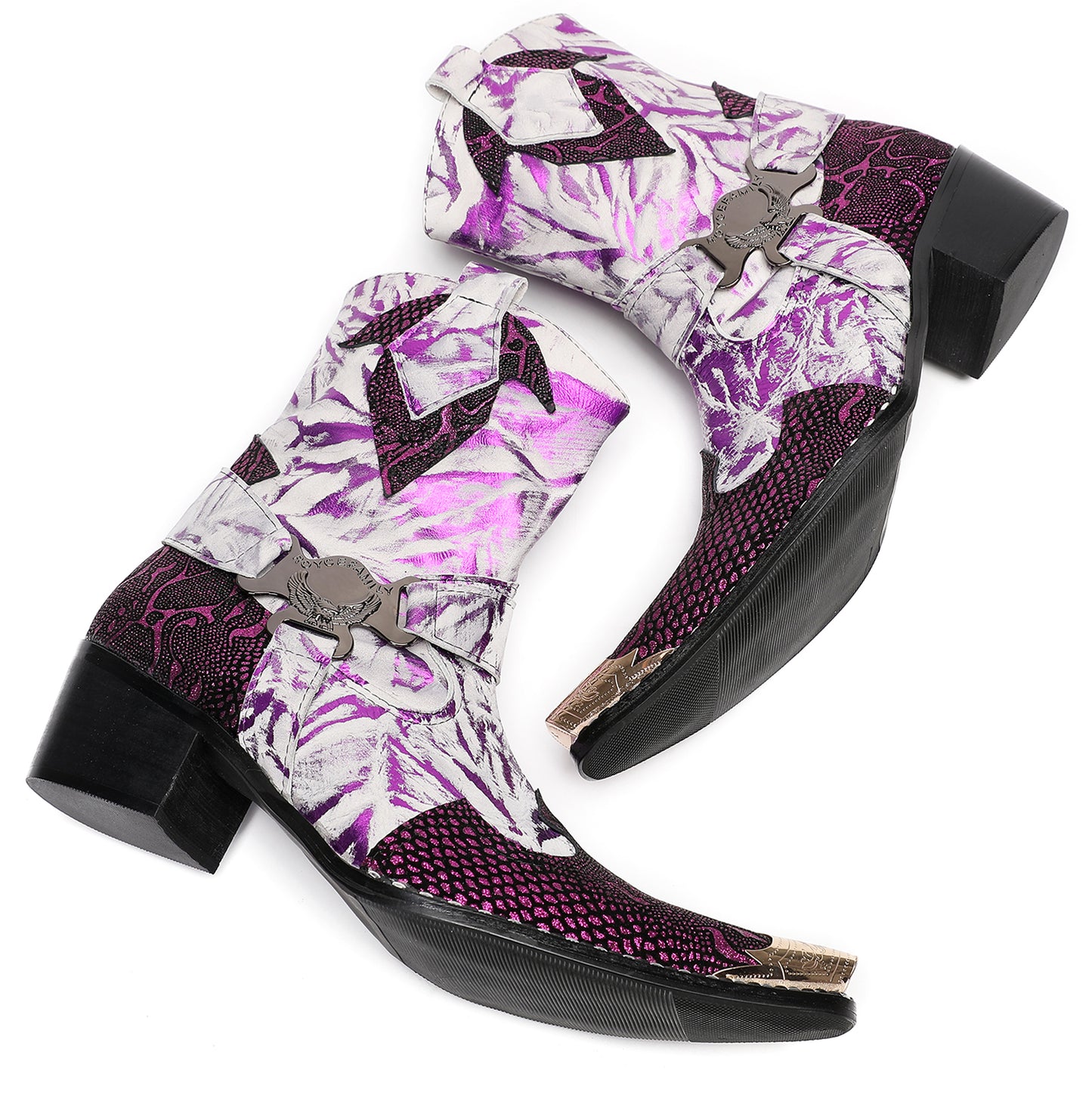 Mens Top-Grain Leather High Top Western Cowboy Boots