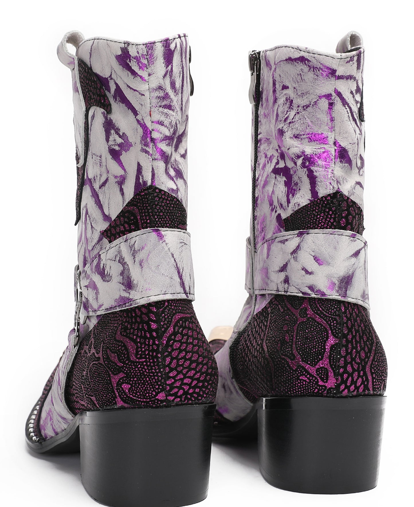 Mens Top-Grain Leather High Top Western Cowboy Boots