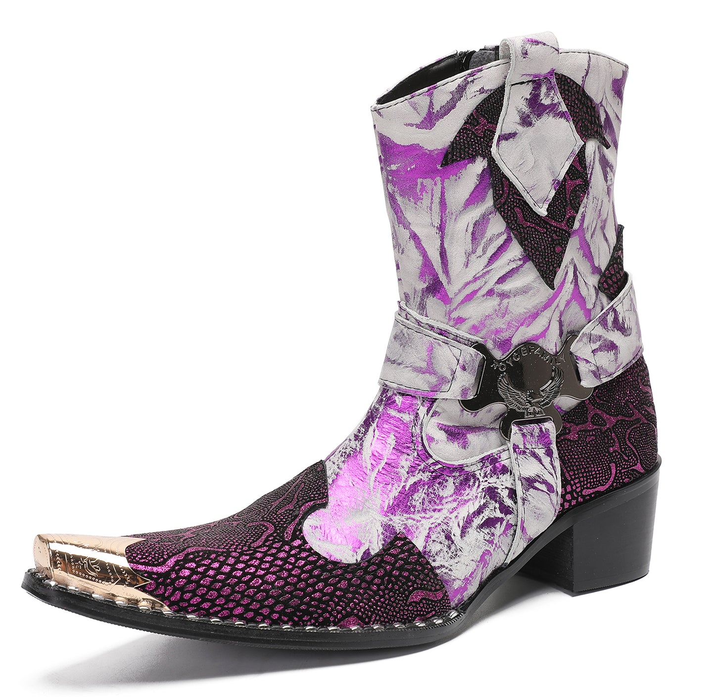 Mens Top-Grain Leather High Top Western Cowboy Boots