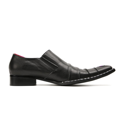 Mens Casual Novelty Plain Toe Genuine Leather Slip On Penny Loafers
