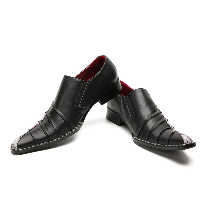 Mens Casual Novelty Plain Toe Genuine Leather Slip On Penny Loafers