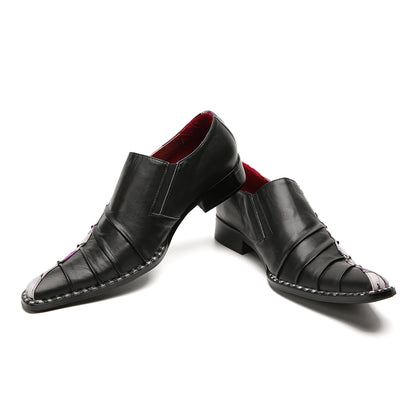 Mens Casual Novelty Plain Toe Genuine Leather Slip On Penny Loafers