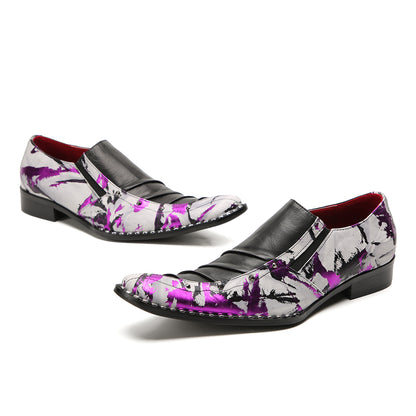 Mens Casual Novelty Plain Toe Genuine Leather Slip On Penny Loafers