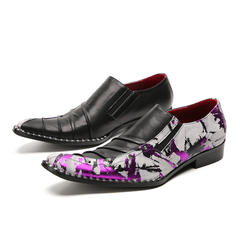 Mens Casual Novelty Plain Toe Genuine Leather Slip On Penny Loafers