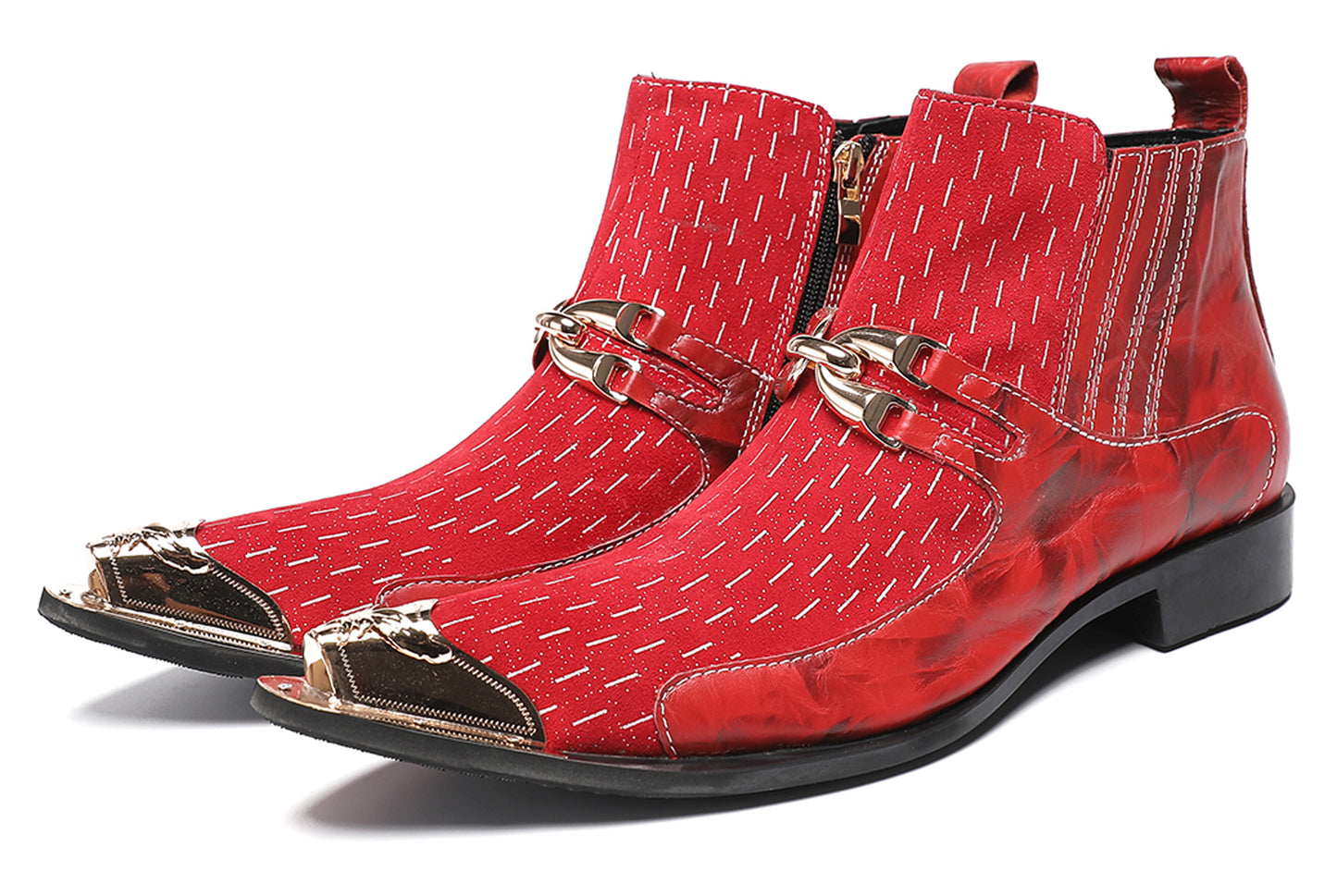Mens Top-Grain Leather Party Dress Ankle Cowboy Western Boots